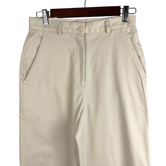 VINTAGE IZOD Ladies Cream Khaki Cotton-blend Straight Leg Pocketed Chino Pants - Picture 3 of 7